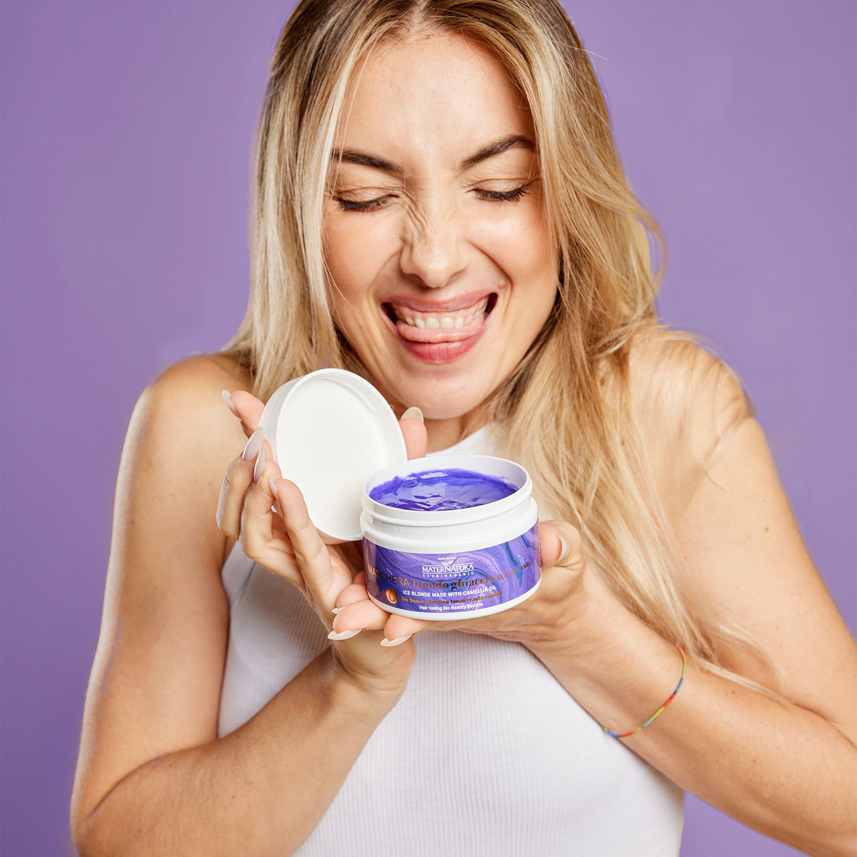 Maschera Tonalizzante Capelli Biondo Ghiaccio all'Olio di Camelia