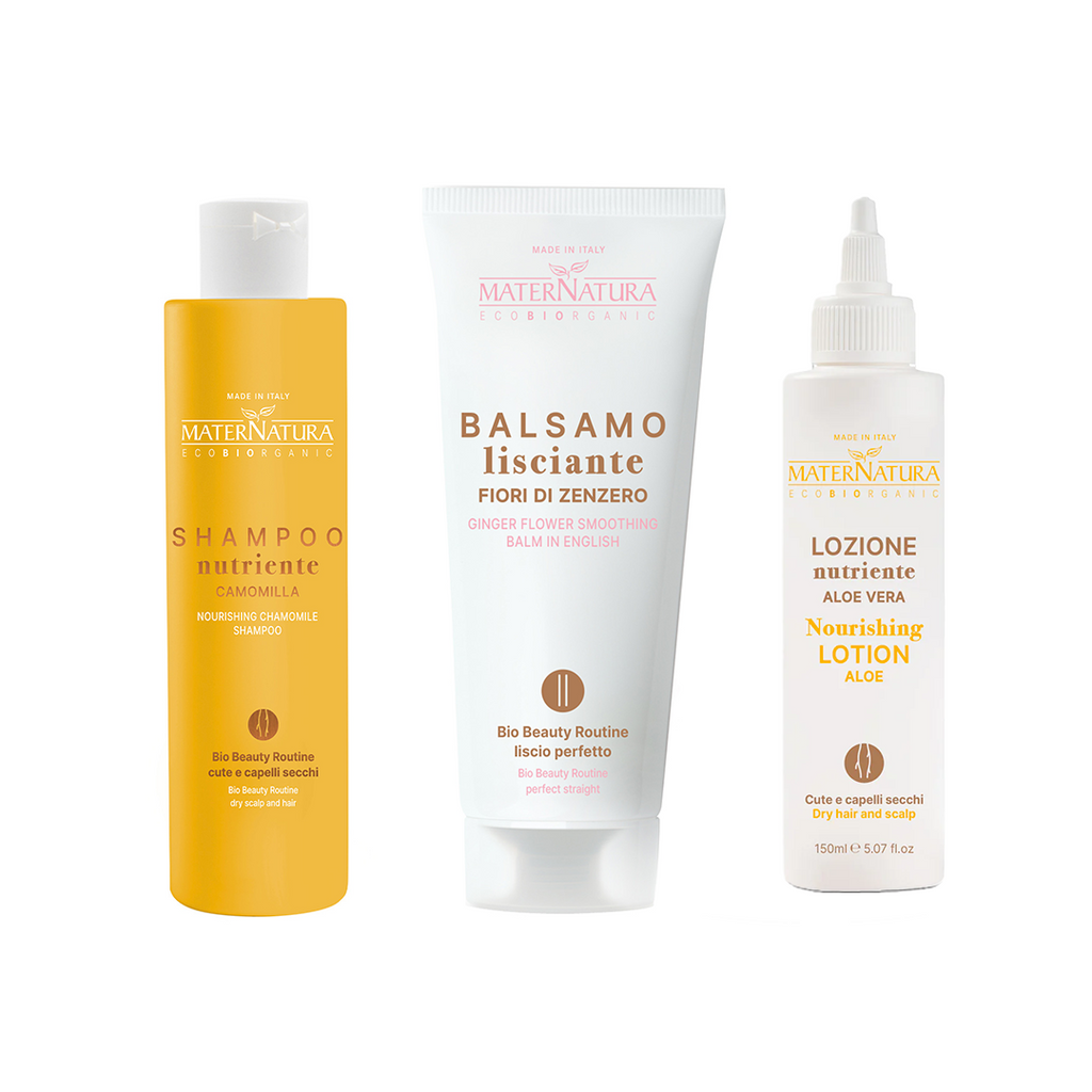 Chamomile shampoo + ginger flower conditioner + aloe lotion